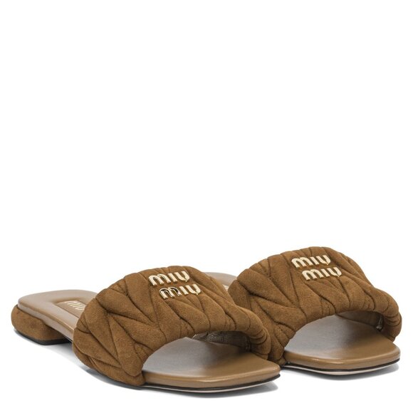 Miu Miu Matelassé Suede Sandals IT 39 Women - Picture 2 of 5